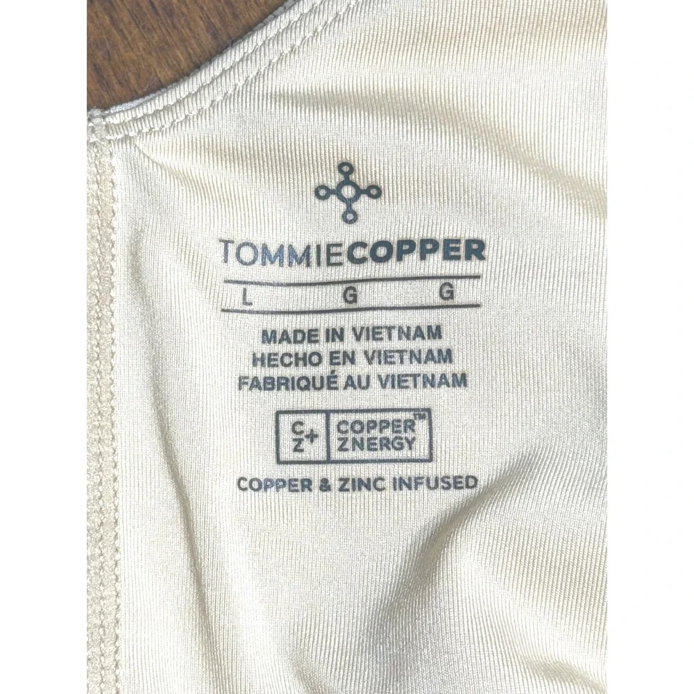 Tommie Copper Womens Core Compression Bra Nude Beige Mesh V-Neck Size Large